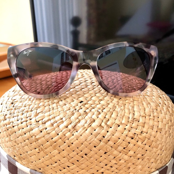 Never Worn Maui Jim Rose Capri Purple Havana Sunnies With Trifold Case No Cloth - Picture 3 of 10